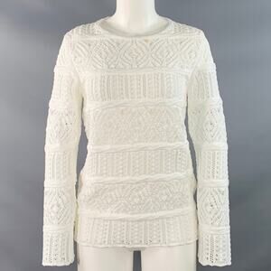 COMME des GARCONS 2022 Size S White Textured Knit Polyester Crew Neck Sweater